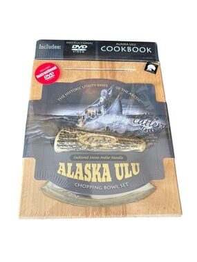 Ulu Alaska Ulu Natural Wood and Silver Chopping Bowl Set